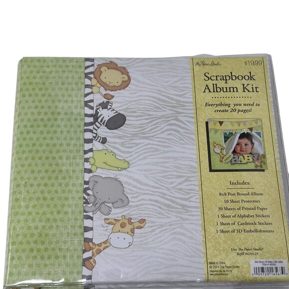 Paper Studio Safari Baby Scrapbook Kit 8x8 Album Stickers Embellishments NIP - Picture 5 of 16